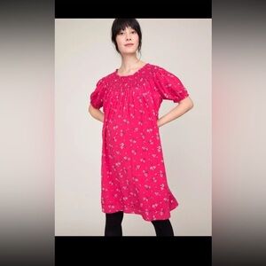 Hatch Collection Lenora Pink Azalea Floral Dress
